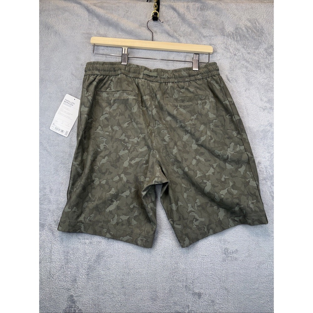 ATHLETA WOMEN'S BLACK OLIVE‎ CAMO ELASTIC WAIST STRETCHY FARALLON SHORTS Sz 10